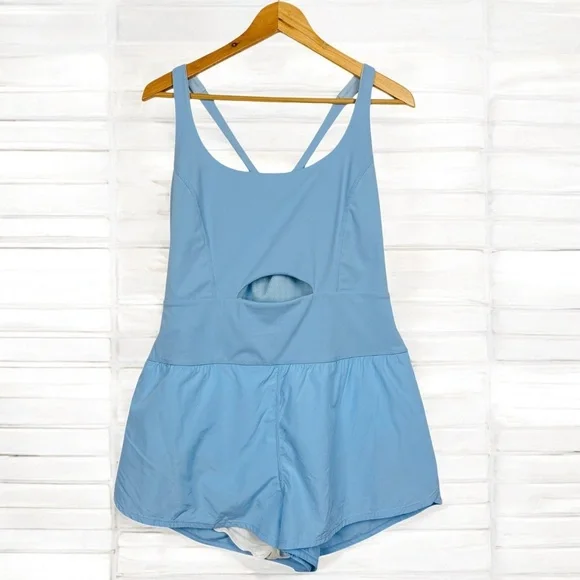 Free People Movement Righteous Runsie Pull On Athleisue Gym Workout Romper Blue - Picture 2 of 16